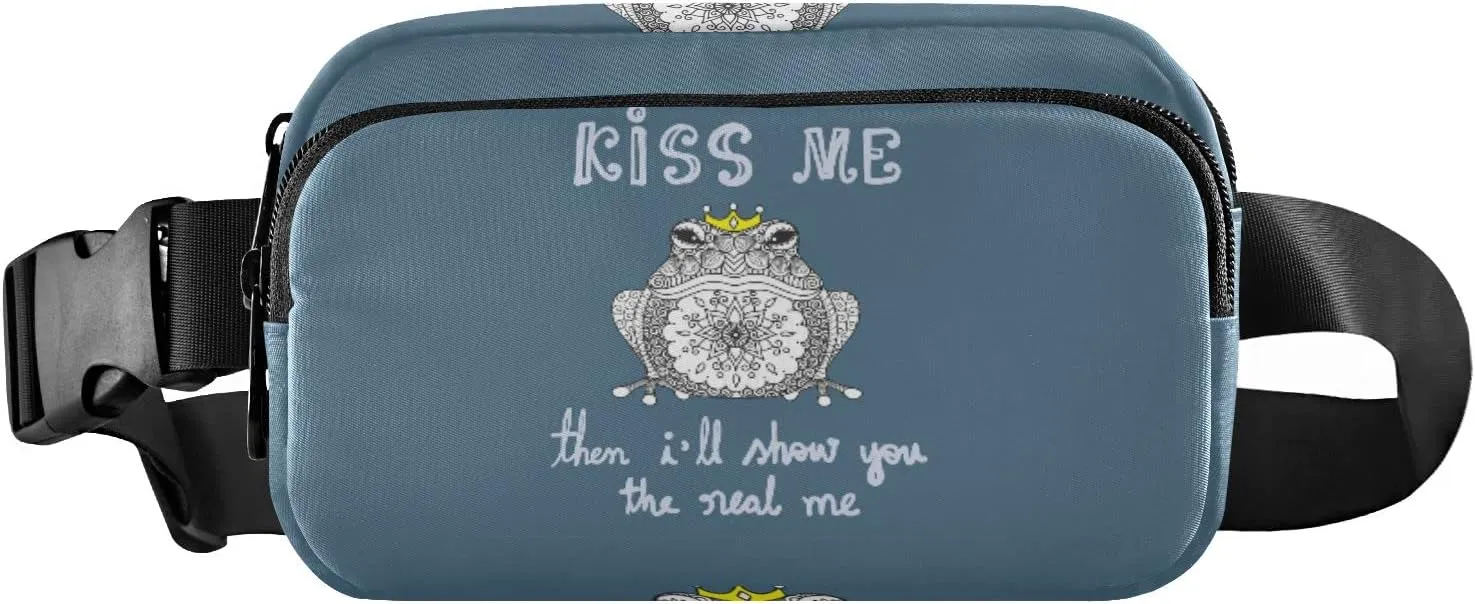 Oyihfvs Mandala Art Frog KISS ME Then I Will Show You The Real ME Adjustable Fanny Waist Pack Pouch, Waterproof Runners Sports Waist Pack Wallet for Sports Hiking Fitness Cycling Gym Women Men