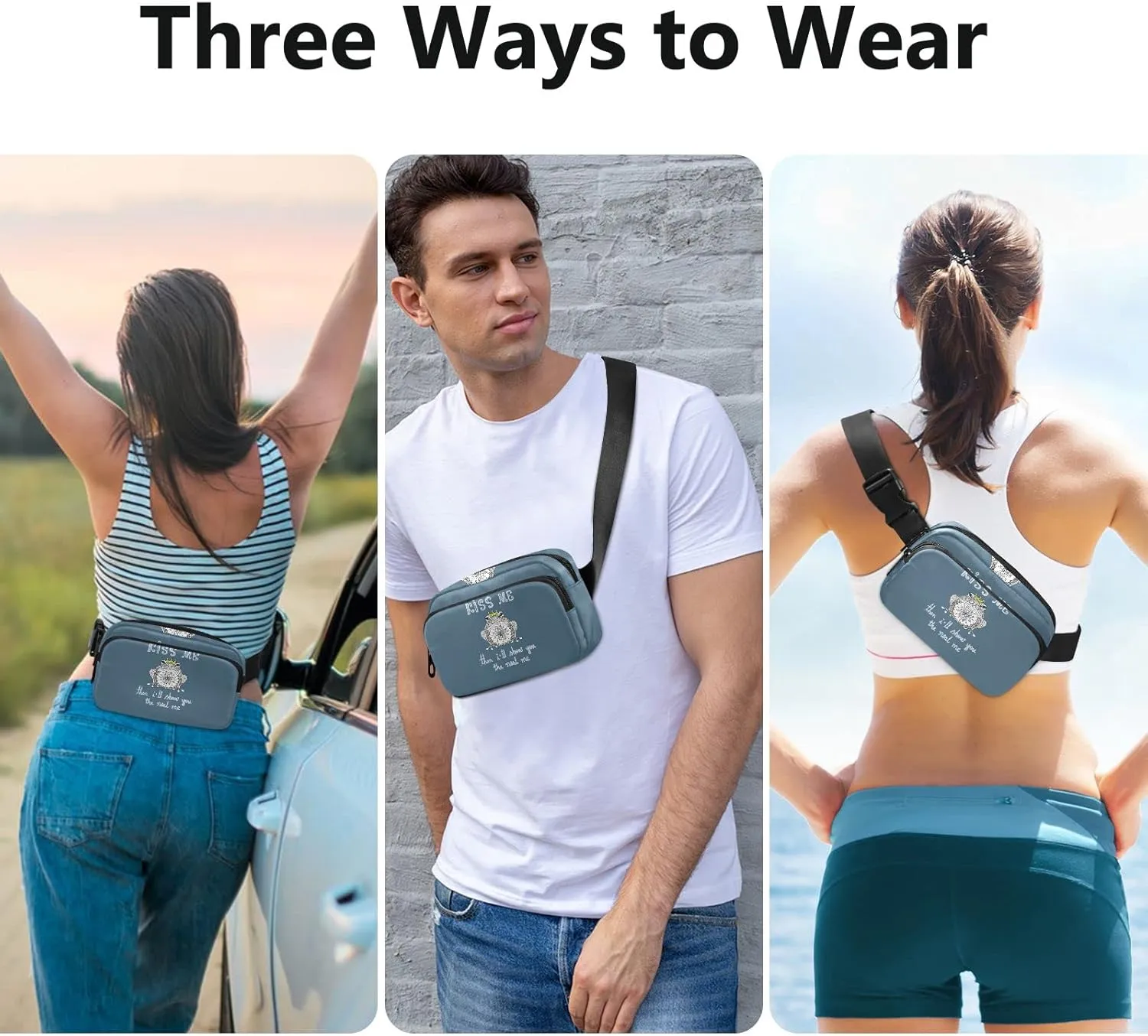 Oyihfvs Mandala Art Frog KISS ME Then I Will Show You The Real ME Adjustable Fanny Waist Pack Pouch, Waterproof Runners Sports Waist Pack Wallet for Sports Hiking Fitness Cycling Gym Women Men