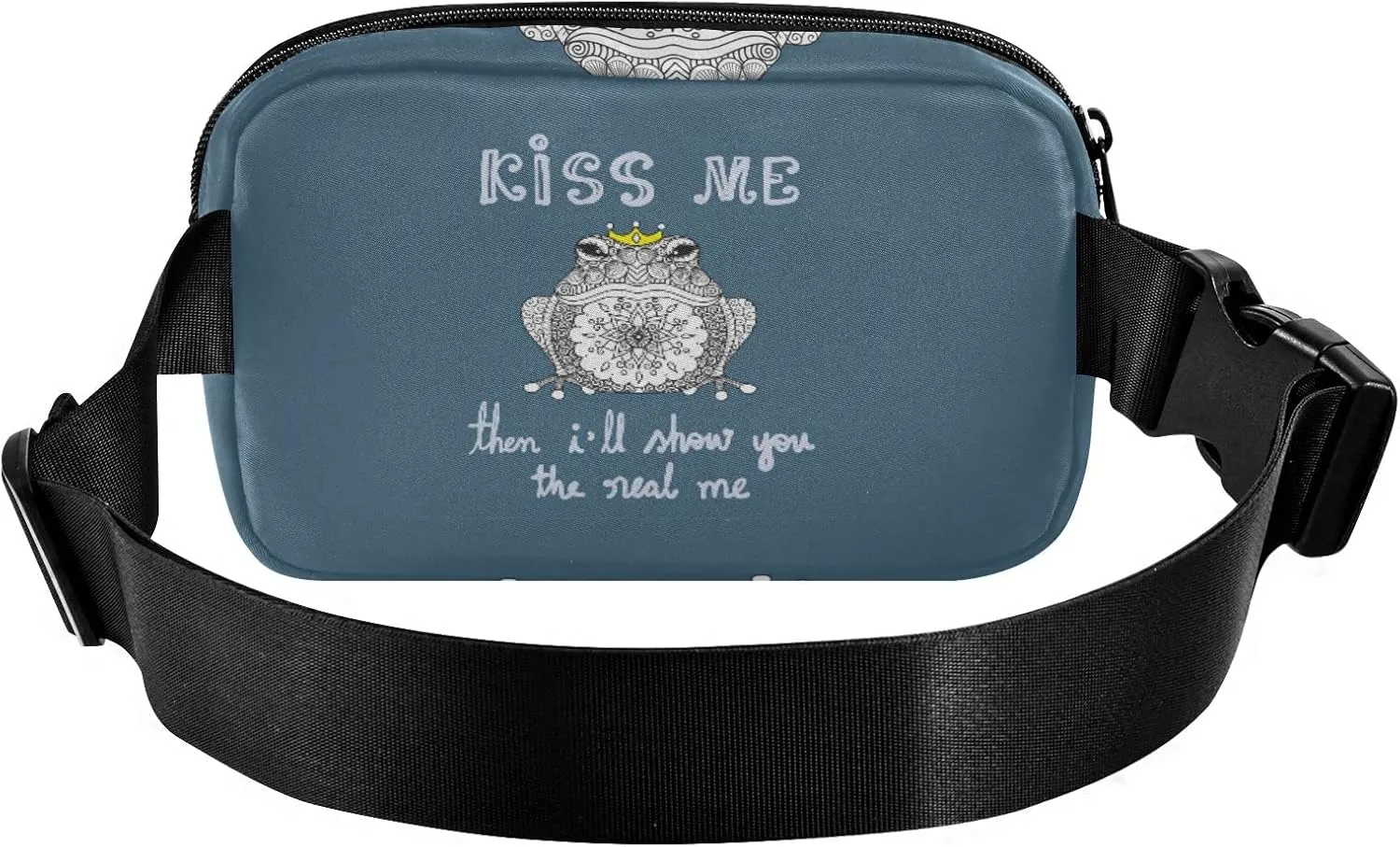 Oyihfvs Mandala Art Frog KISS ME Then I Will Show You The Real ME Adjustable Fanny Waist Pack Pouch, Waterproof Runners Sports Waist Pack Wallet for Sports Hiking Fitness Cycling Gym Women Men