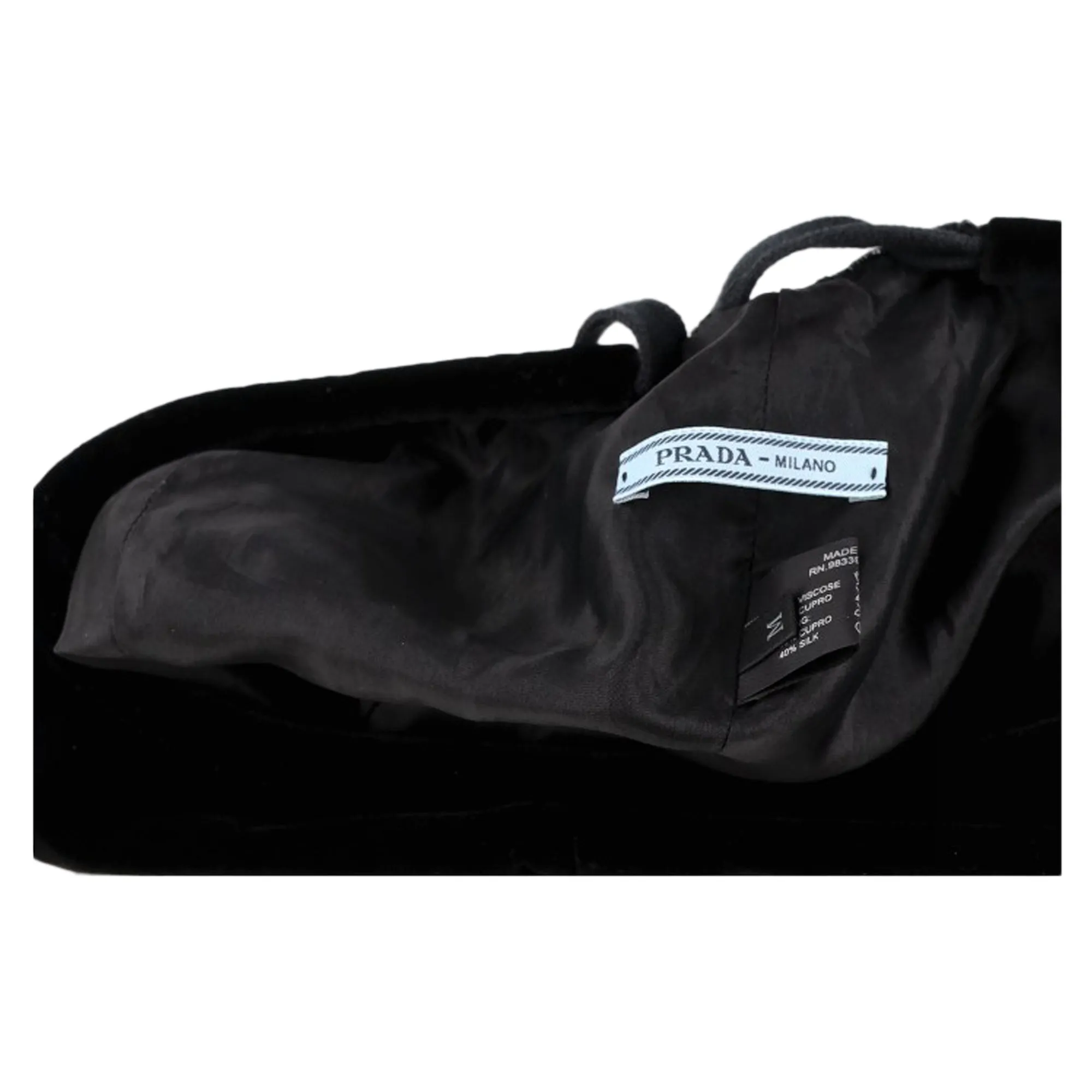 Prada Ribbon Detail Beret Hat in Black Velvet