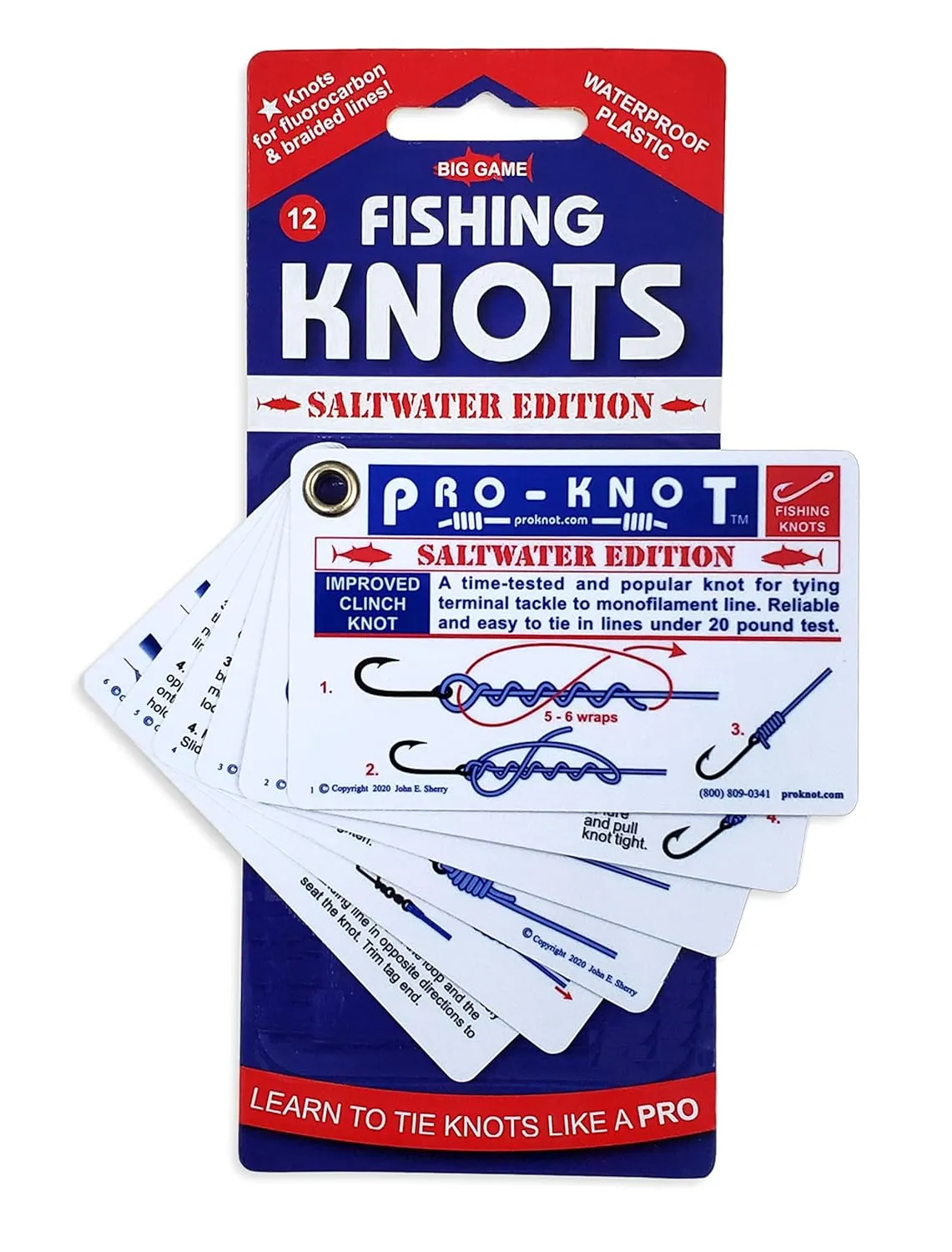 Pro-Knot Saltwater Fishing Knots - Waterproof Plastic Knot Cards | Easy To Follow 12 Best Big Game Fishing Knots Ring-bound  January 10, 2020