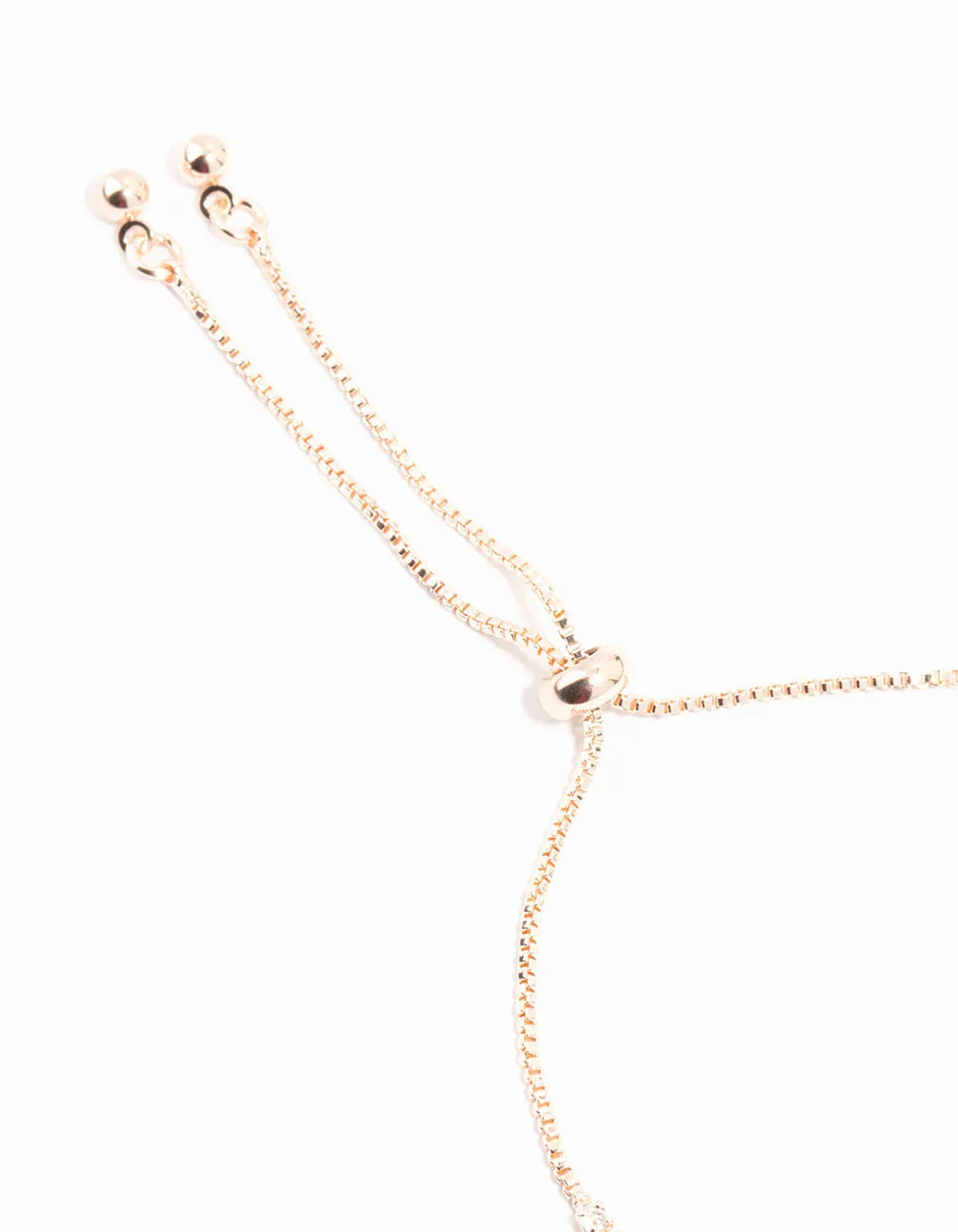 Rose Gold Plated Cubic Zirconia Clover Station Toggle Bracelet