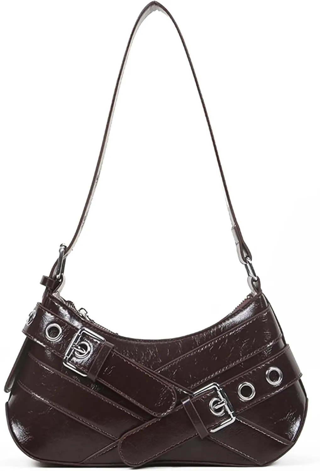 Sanxine Shoulder Bag for Women Y2k Small Purse Designer Punk Style Hobo Handbags Vegan Leather Trendy Crescent Bags