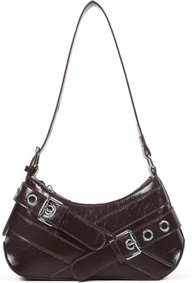 Sanxine Shoulder Bag for Women Y2k Small Purse Designer Punk Style Hobo Handbags Vegan Leather Trendy Crescent Bags