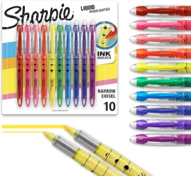 Sharpie Liquid Highlighter Chisel Tip Highlighters Journaling Supplies Study Supplies Assorted Colored Highlighters 10 Count