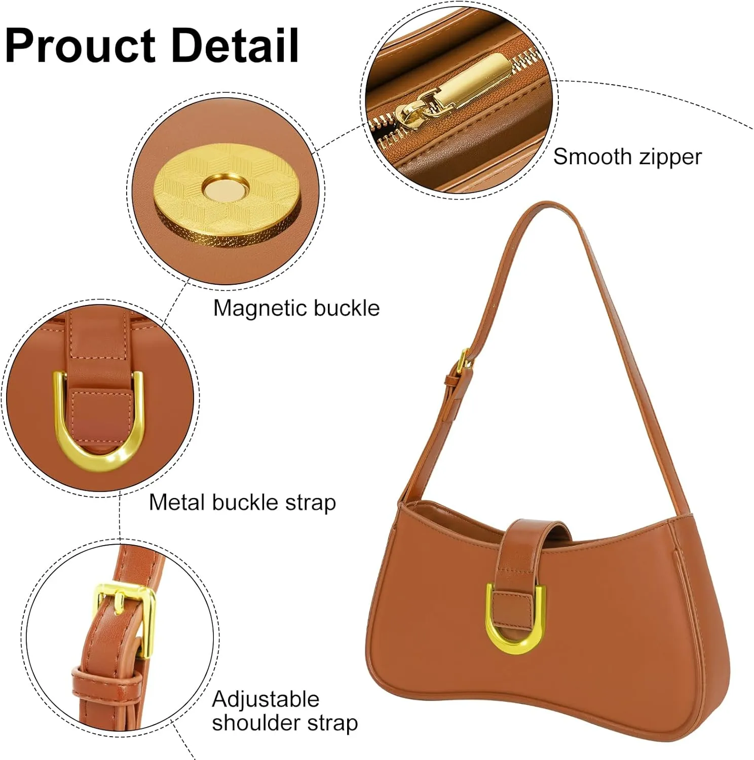 Shoulder Bag for Women Y2K Trendy Underarm Purse Vegan Leather Clutch Hobo Handbags