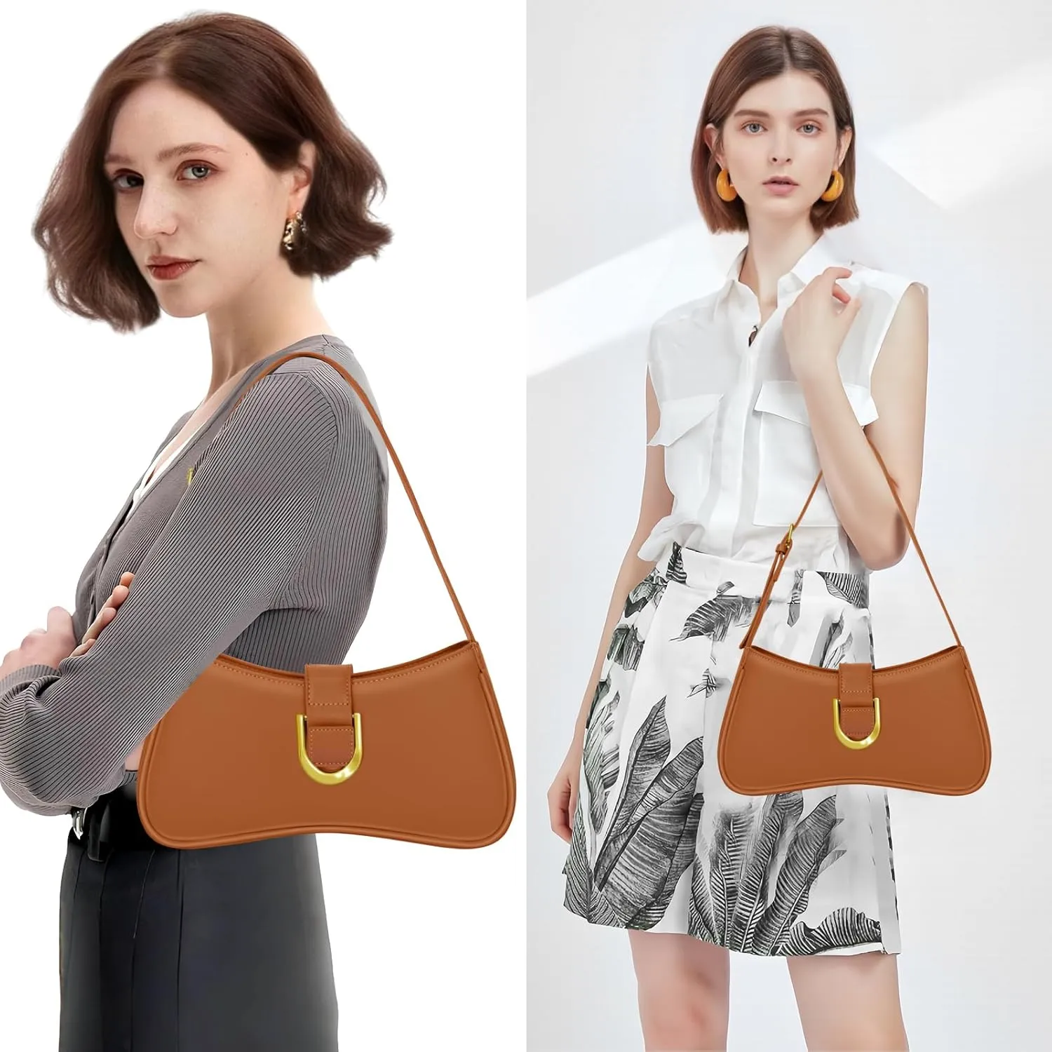 Shoulder Bag for Women Y2K Trendy Underarm Purse Vegan Leather Clutch Hobo Handbags