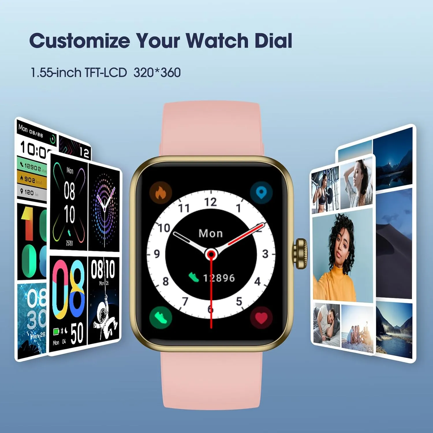 Smart Watch, Fitness Tracker with Heart Rate Monitor, Blood Oxygen, Sleep Tracking, 41mm Smartwatch Waterproof with Pedometer for Women Men Watch Compatible with Android iOS Phones