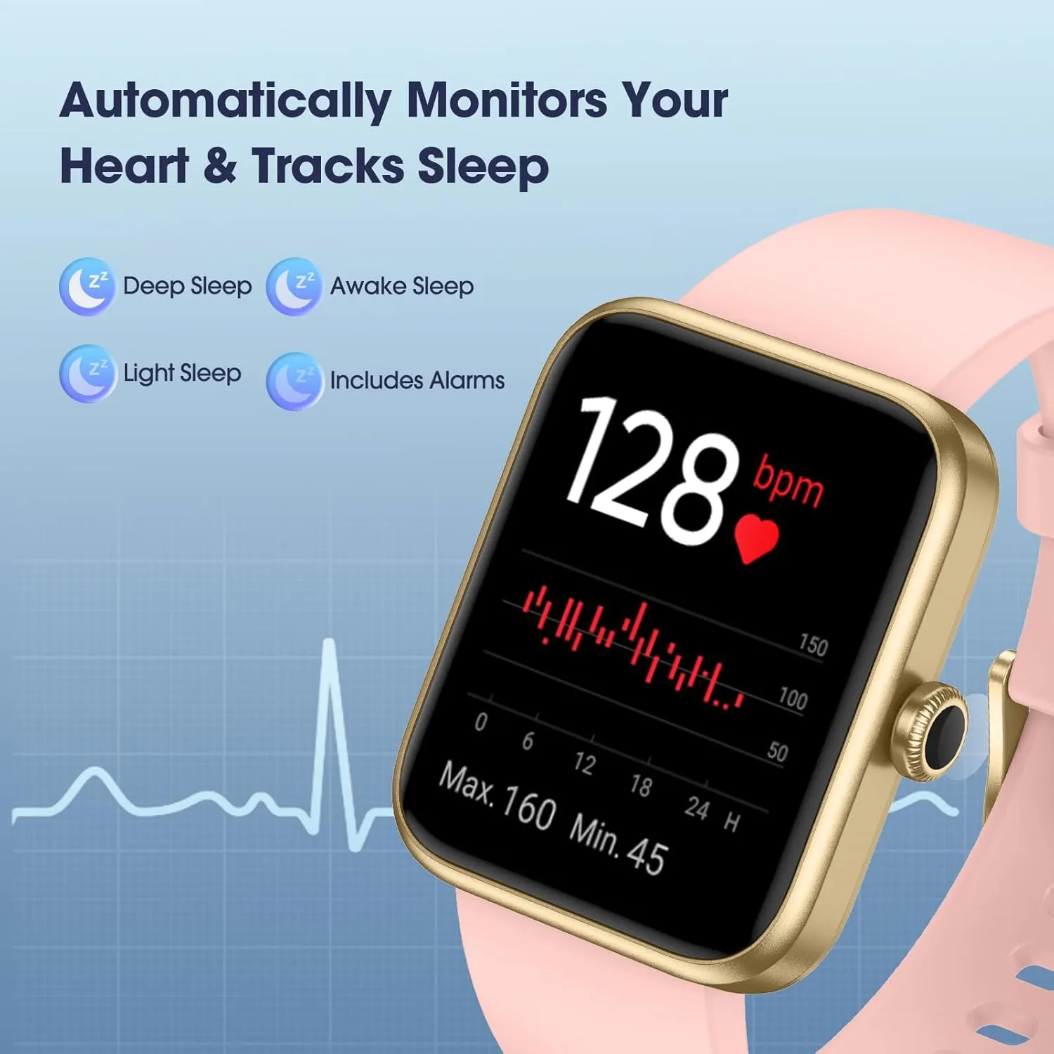 Smart Watch, Fitness Tracker with Heart Rate Monitor, Blood Oxygen, Sleep Tracking, 41mm Smartwatch Waterproof with Pedometer for Women Men Watch Compatible with Android iOS Phones