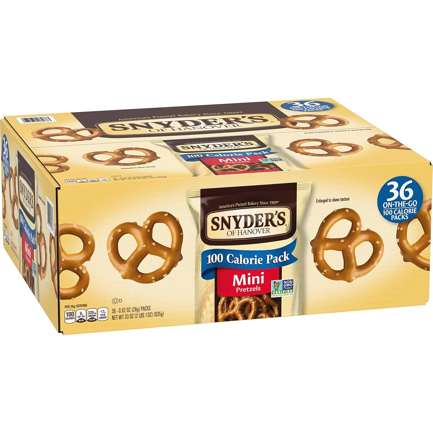 Snyder's of Hanover Mini Pretzels, 100 Calorie Individual Packs, 36 Ct