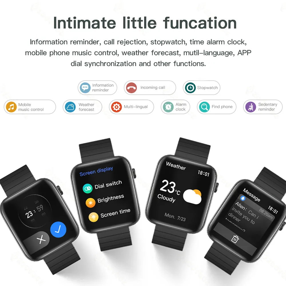 Sports Smart Watch for Men with Blood Oxygen Temperature 1.69'' inch Screen Bluetooth Call Multiple Sports Modes with Flashlight LED