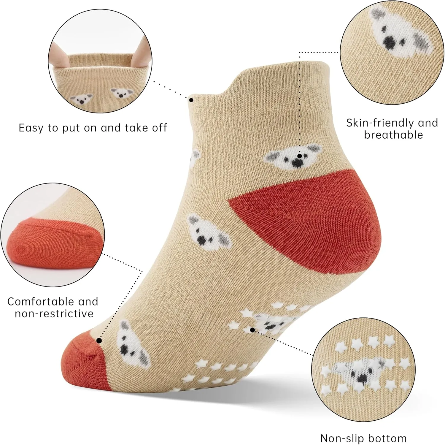 Tphon Toddler Non Slip Ankle Socks with Grippers - 12 Pairs for Boys & Girls, 0-7 Years