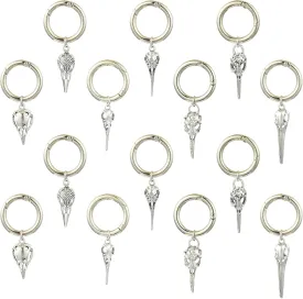 UR URLIFEHALL 14 pcs 7 Styles Raven Skull Alloy Shoe Charms Antique Silver Punk Style Bird Head Skeleton Shoe Decorations for Boot Bag Purse Gothic Decor