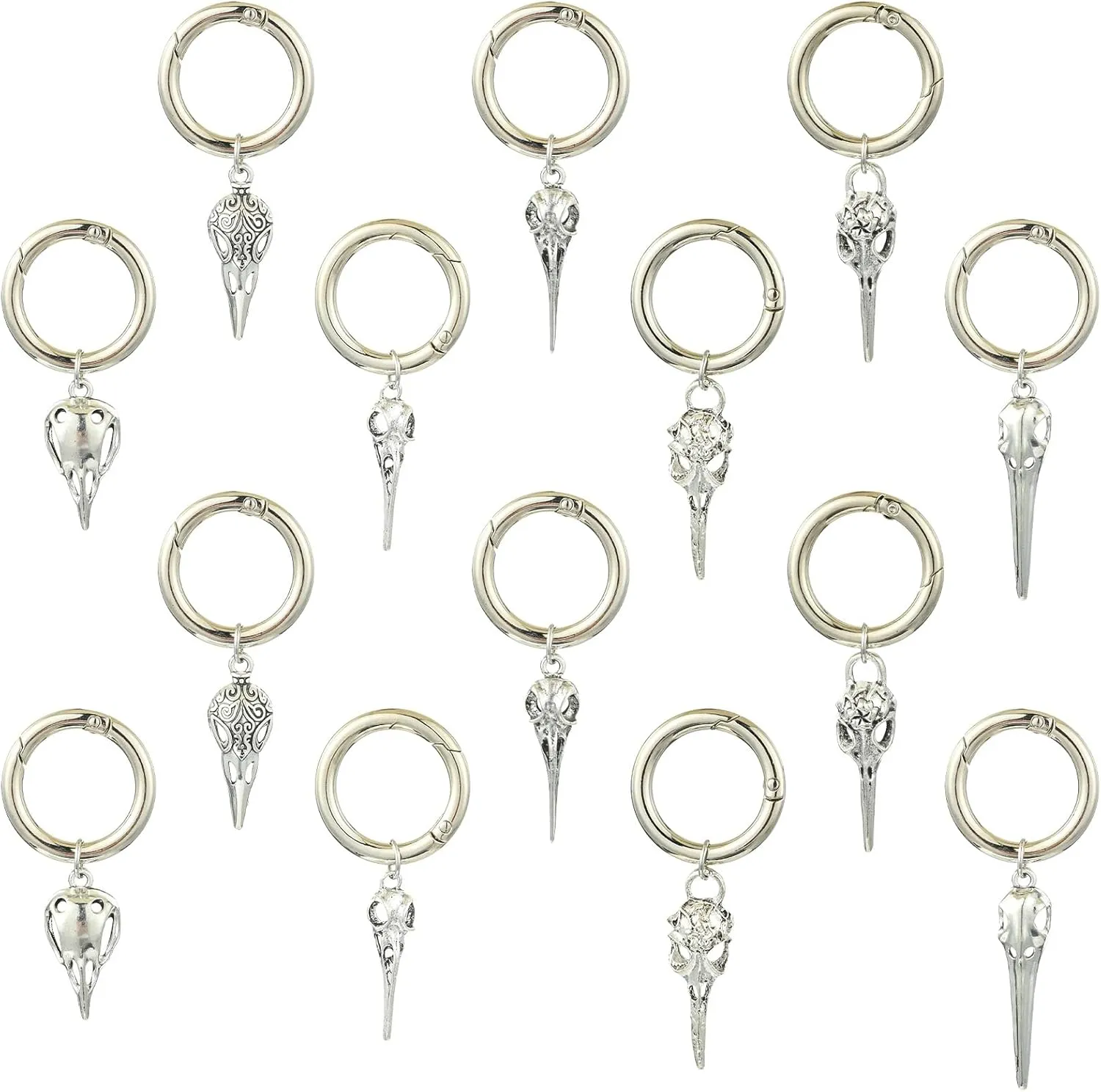 UR URLIFEHALL 14 pcs 7 Styles Raven Skull Alloy Shoe Charms Antique Silver Punk Style Bird Head Skeleton Shoe Decorations for Boot Bag Purse Gothic Decor