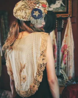 Vintage Tapestry Floral Beret Hat without Medallions