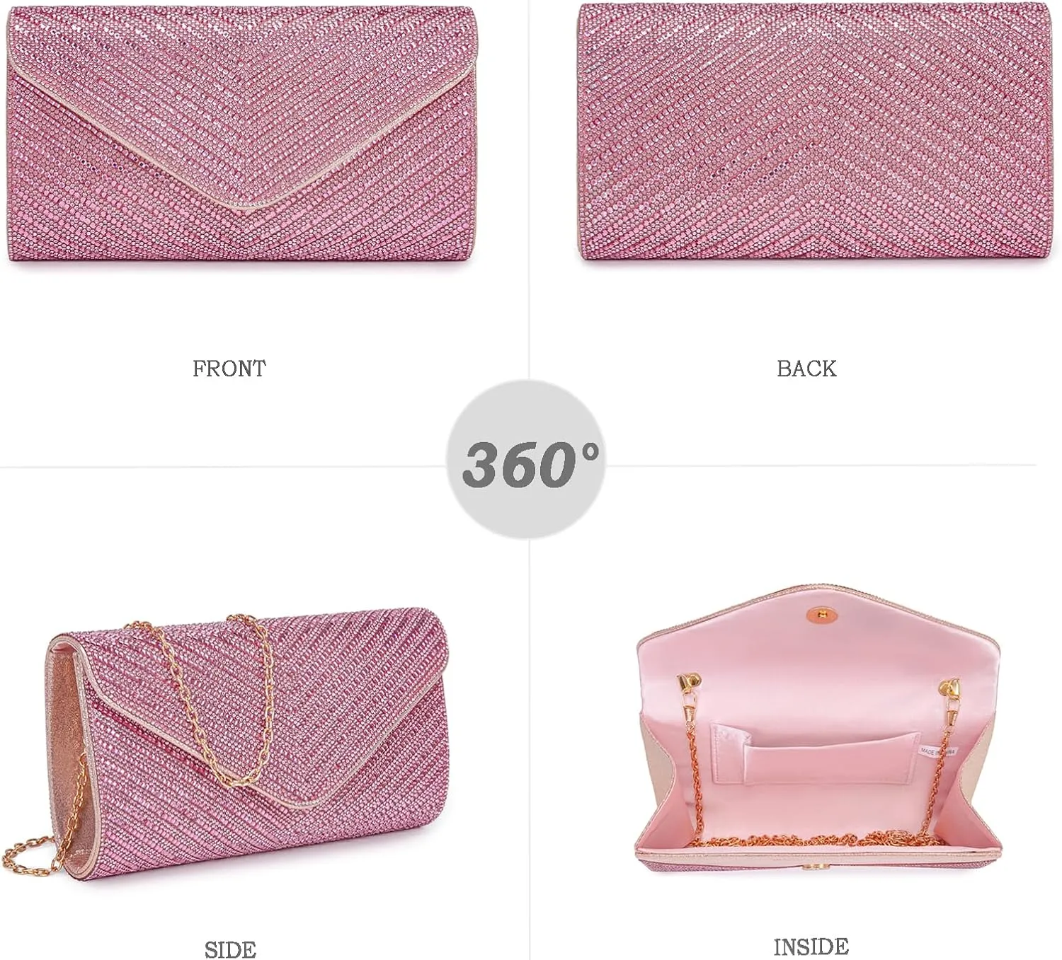 Women's Evening Handbags Envelope Clutch Purses Ladies Crossbody Bags Rhinestone Wedding Bag Shoulder Bag for Women