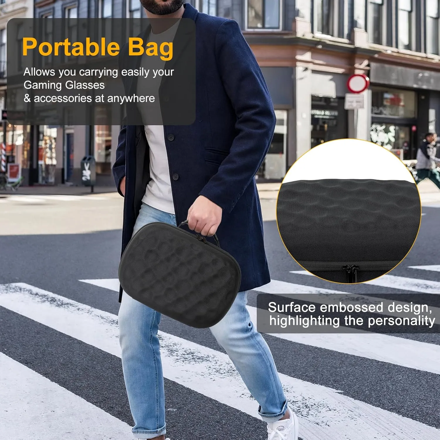 XINGFUDAO Hard Case Compatible with Meta Quest 3S / Quest 3 VR Headset & Gaming Controller,Waterproof Shockproof Portable Bag with Mesh Pocket for Accessories