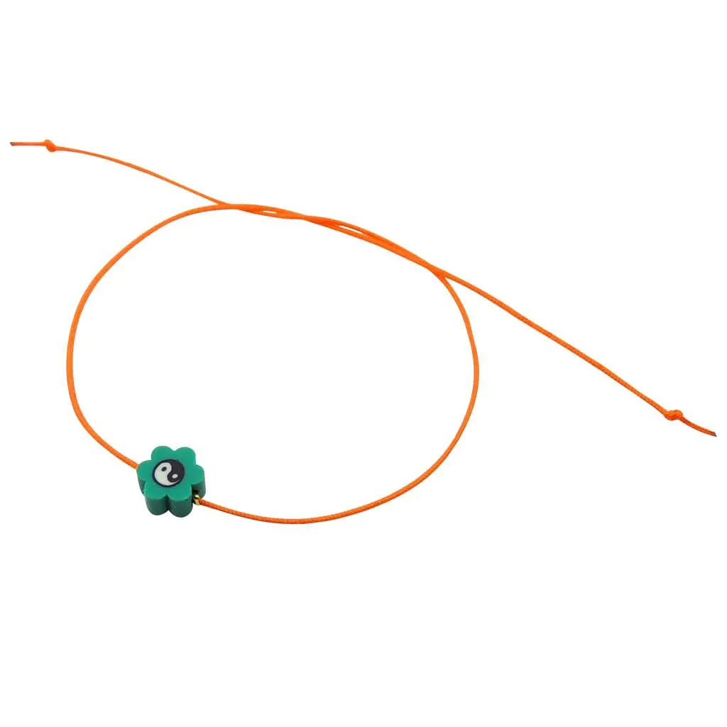 Yin Yang Flower Charm Cord Bracelet
